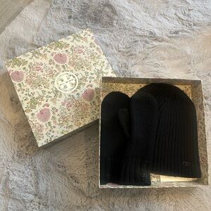 Tory Burch Black Knit Gloves and Mittens Set NWT